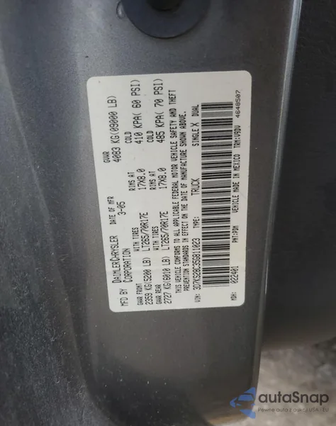 2005 Dodge Ram 2500 St из США, поврежденный, VIN 3D7KS28C35G811023